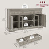 Sideboard Buffet Cabinet with Storage, Coffee Bar Cabinet with Glass Doors and Adjustable Shelves, Distressed