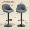 Swivel Bar Stools Set of 2, Linen Upholstered Counter Height Barstools with Round Metal Base