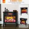 Electric Fireplace Stove, Infrared Fireplace Heater with Realistic Flame, Adjustable Temperature, 1500W, Black