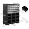 Plastic 39 Drawer Parts Organiser Wall Mount Storage Cabinet for Small Nuts Bolts Tool Set of 2 Black