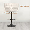 Swivel Barstools Set of 2 Adjustable Bar Stools with Footrest Armrests and PU Leather Back for Dining Room, Cream White