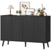 Buffet Cabinet with Storage Modern Fluted Sideboard with Adjustable Shelves Wood Legs for Dining Room Living Room Oak
