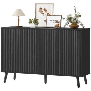 Buffet Cabinet with Storage Modern Fluted Sideboard with Adjustable Shelves Wood Legs for Dining Room Living Room Oak