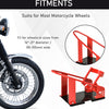 Motorcycle Wheel Chock with 12 Adjustable Pre-Drilled Holes, 990 lbs Capacity, Red