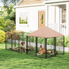 Outdoor Dog Kennel with Rotating and Adjustable Height Bowls, Waterproof UV-Resistant Cover, 11.3' x 4.7' x 5.1'
