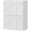 Portable Wardrobe, Foldable Plastic Closet with 8 Compartments, 2 Hanging Rods and Magnetic Clear Doors