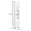 Tall Bathroom Storage Cabinet with Mirror, Freestanding Narrow Linen Tower Cabinet with Adjustable Shelves for Bathroom, White