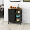 Kitchen Cart on Wheels, Rolling Kitchen Island Cart with Wood Top, 3 Drawers and Shelves for Home Dining Area