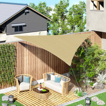 Triangle 10' x 10' x 10' Outdoor Sun Shade Sail, Garden Cover UV Block Fabric Canopy for Patio, Deck, Sand