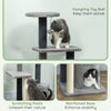 Cat Tree Cat Tower Multi-Level with Sisal Scratching Post for Kittens and Adults Grey Large 41