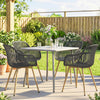 Outdoor Dining Chairs Set of 4, Patio Chairs with Slotted Backrest, Grey