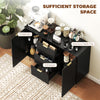Modern Kitchen Storage Cabinet, Sideboard Buffet Cabinet w/ 3 Drawers and Adjustable Shelves for Kitchen Hallway, Black