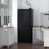 Long Standing Kitchen Cabinet w/ 2 Drawers MDF Board, Black