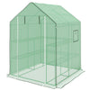 Portable Greenhouse, Walk-In Small Outdoor Green House with 2 Tier U-Shaped Flower Rack Shelves, 4.6' x 4.7', Green