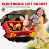 12V Ride on Car with Electric Bucket, Two-Seater, Shovel, Remote Control, Spring Suspension, Horn, Music