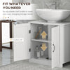 Pedestal Under Sink Cabinet, Bathroom Vanity Cabinet Storage with Double Doors and Adjustable Shelf, White