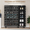 Shoe Cabinet, 20 Pair Shoe Storage Cabinet with Hollowed-Out Doors, Black