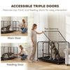 48 Inch Heavy Duty Dog Crate, Large Metal Dog Cage with Lockable Wheels and Removable Tray
