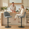 Bar Stools Set of 2, Swivel Counter Height Barstools with Footrest, Grey
