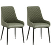 Upholstered Kitchen Chairs, Modern Dining Chairs Set of 2 with Diamond Tufting and Steel Legs for Dining Room, Green