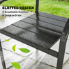 Stackable Patio Chairs Set of 4, Outdoor Dining Chairs with Slatted HDPE Seat, Armrests for Garden, Backyard, Black