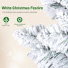 5ft Flocked Christmas Tree with Dual Colour LED Light, Pencil Hinged Xmas Tree with 11 Light Modes, Easy Assembly