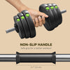 Soozier 66LBS 2-in-1 Adjustable Barbell & Dumbbells Set, Weights Set with Non-slip Handles for Men and Women Home Gym Training