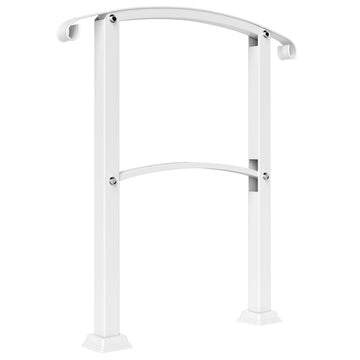 1-3 Step Handrails for Outdoor Steps, Porch Deck Railing, Metal Outdoor Stair Railing with Installation Kit, White