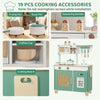 Wooden Play Kitchen Set with Microwave, Coffee Machine, Ice Maker & 19PCs Accessories, Gift for Ages 3-6 Years, Green