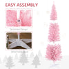 7' Pre Lit Artificial Pencil Christmas Trees, Xmas Tree with Realistic Branches and Warm White LED Lights, Pink
