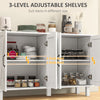 Kitchen Sideboard Cabinet with 4 Barn Doors and 2 Adjustable Shelves, Buffet Table for Living Room, Hallway