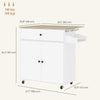 Rolling Kitchen Island with Drop Leaf, Kitchen Storage Cart with Drawer, Spice Rack and Towel Rack, White
