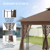 10'x10' Soft-top Steel Patio Gazebo Outdoor Sun Shelter with 2-Tier Polyester Roof, Curtain Sidewalls, Dark Brown