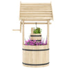 Wood Wishing Well Outdoor Wooden Planter with Hanging Bucket and Drainage Hole for Garden, Patio, Backyard, Orange