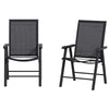 2-Piece Folding Chair Set for Relaxing on Patio Balcony Garden, Comfortable Outdoor Furniture with Armrests, Dark Grey