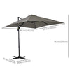 8' x 8' Square Patio Hanging Offset Umbrella with 360° Rotation, Aluminum Outdoor Cantilever Market Parasol, Light Grey