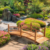 6FT Wooden Garden Bridge Classic Arc Footbridge with Guardrails for Stream Pond Walkway, Orange