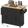 Kitchen Island with Storage, Rolling Kitchen Cart with Charging Station, Drop Leaf, Spice Rack, Towel Rack, Drawers, Black