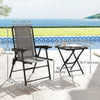 3 Pieces Patio Bistro Set, Outdoor Folding Table and Chairs Set, Metal Patio Furniture Set with Cup Holders
