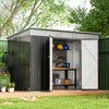 9' x 4' Galvanized Steel Garden Storage Shed with Lockable Doors, Gloves and 2 Air Vents for Backyard, Patio, Lawn