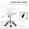 Saddle Stool, PU Leather Adjustable Rolling Salon Chair for Massage, Spa, Clinic, Beauty and Tattoo, White