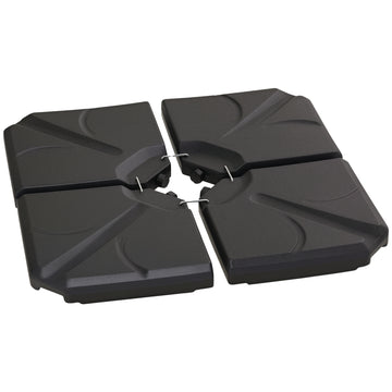 4 Piece Umbrella Base Stand Cantilever Offset Patio Umbrella Weight Plates w/ U Locking, 123 lb Capacity Water or 158 lb Capacity Sand, Black