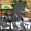 5 Pieces Outdoor Patio Dining Set with Glass Top Table and 4 Mesh Folding Chairs, Small Outdoor Patio Furniture, Grey