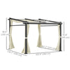 Metal Pergola with Sliding Roof Canopy, Retractable Pergola Canopy, 10' x 10', Beige