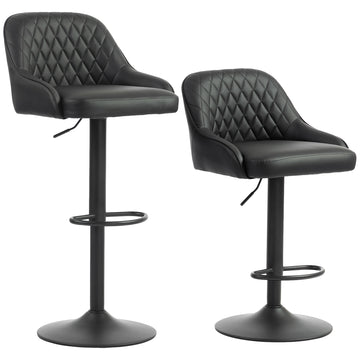 Bar Stools Adjustable Swivel Kitchen Chairs with Backrest Set of 2 for Kitchen Island Black