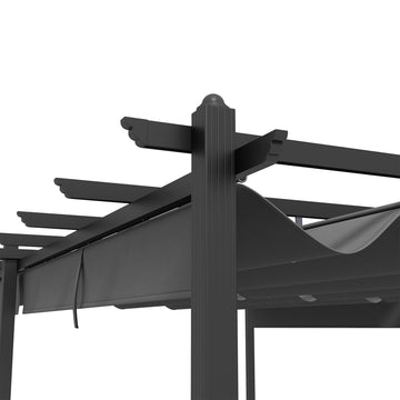 11.7' x 19.6' Retractable Pergola Canopy, Aluminum Pergola for Grill, Patio, Garden, Deck, Dark Grey