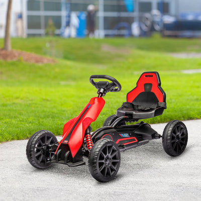 12V 7AH Electric Go Kart, Outdoor Racer Car for Kids, with Forward Backward, Adjustable Speed, Ages 3-8 Years Old, Red