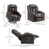 Electric Power Lift Chair, PU Leather Recliner Sofa with Footrest, Remote Control and Cup Holders