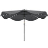 Solar Patio Umbrella with LED and Tilt, Outdoor Market Table Umbrella Parasol with Crank, 10 x 10 ft, Dark Grey