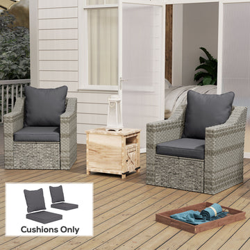 Seat Cushion Back Pillows Replacement Set of 2, Patio Chair Cushions Set for Indoor Outdoor, Dark Grey